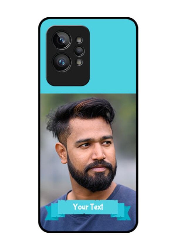 Realme GT 2 Pro Personalized Glass Phone Case - Simple Blue Color Design