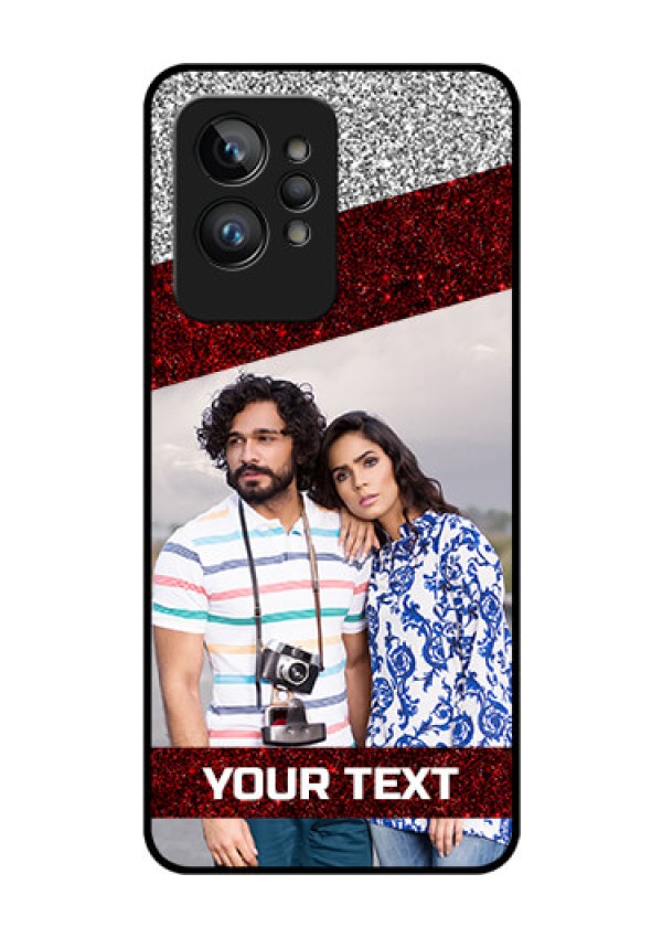 Realme GT 2 Pro Personalized Glass Phone Case - Image Holder with Glitter Strip Design