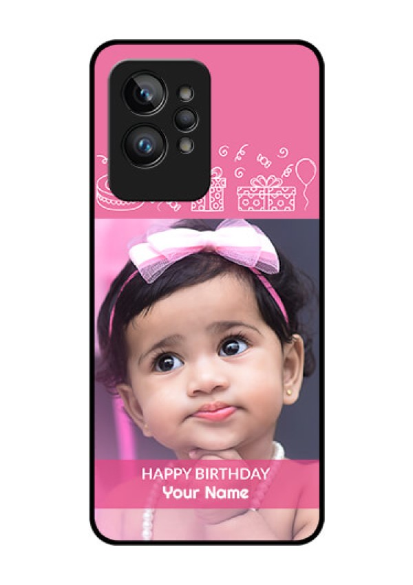 Realme GT 2 Pro Photo Printing on Glass Case - with Birthday Line Art Design