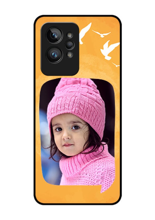Realme GT 2 Pro Personalized Glass Phone Case - Water Color Design with Bird Icons