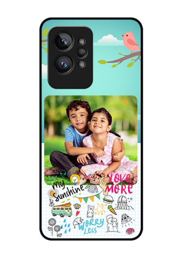 Realme GT 2 Pro Photo Printing on Glass Case - Doodle love Design