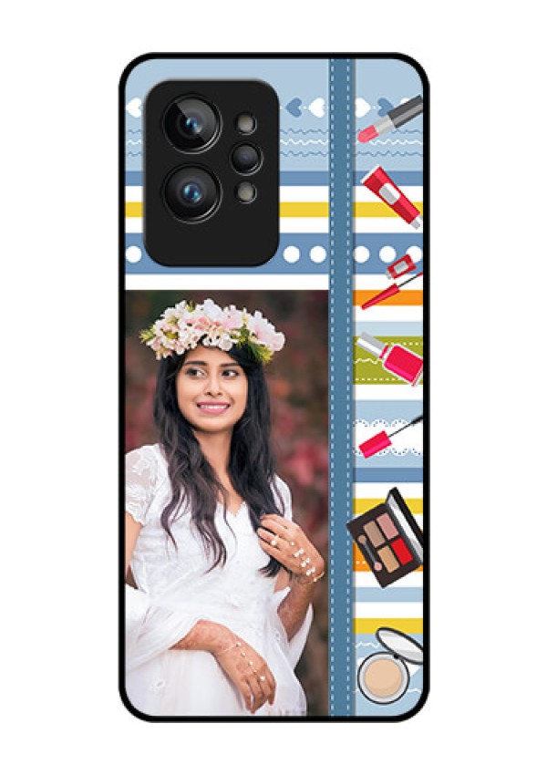 Realme GT 2 Pro Personalized Glass Phone Case - Makeup Icons Design
