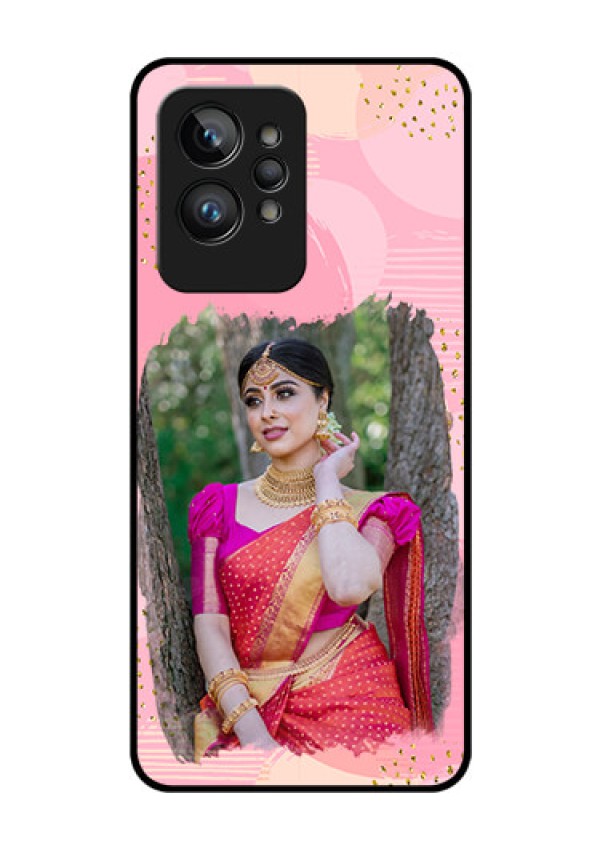Realme GT 2 Pro Personalized Glass Phone Case - Gold Glitter Splash Design