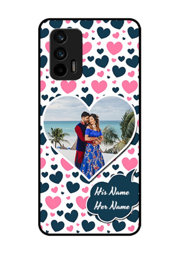 Realme GT 5G Custom Glass Phone Case - Pink & Blue Heart Design