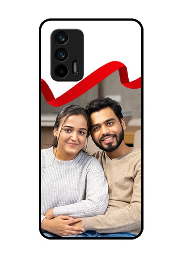 Realme GT 5G Photo Printing on Glass Case - Red Ribbon Frame Design