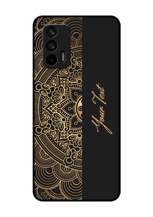 Realme Gt 5G Photo Printing on Glass Case - Mandala art with custom text Design