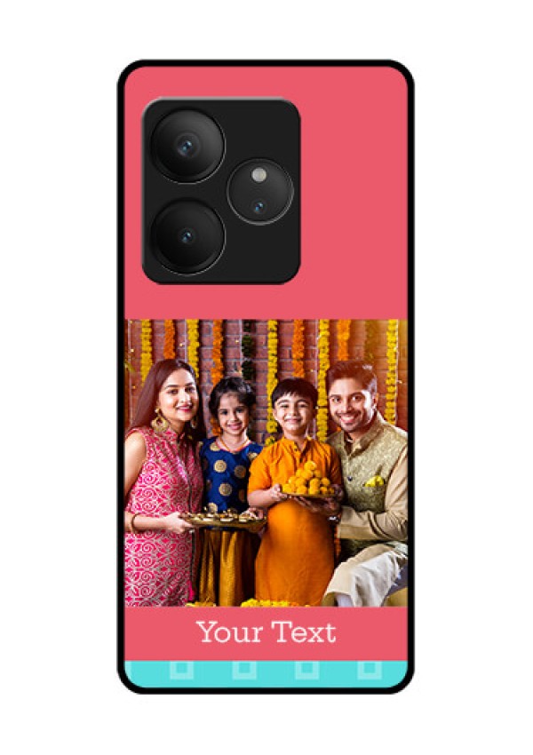 Realme GT 6 Custom Glass Phone CasePeach and Blue Color Design