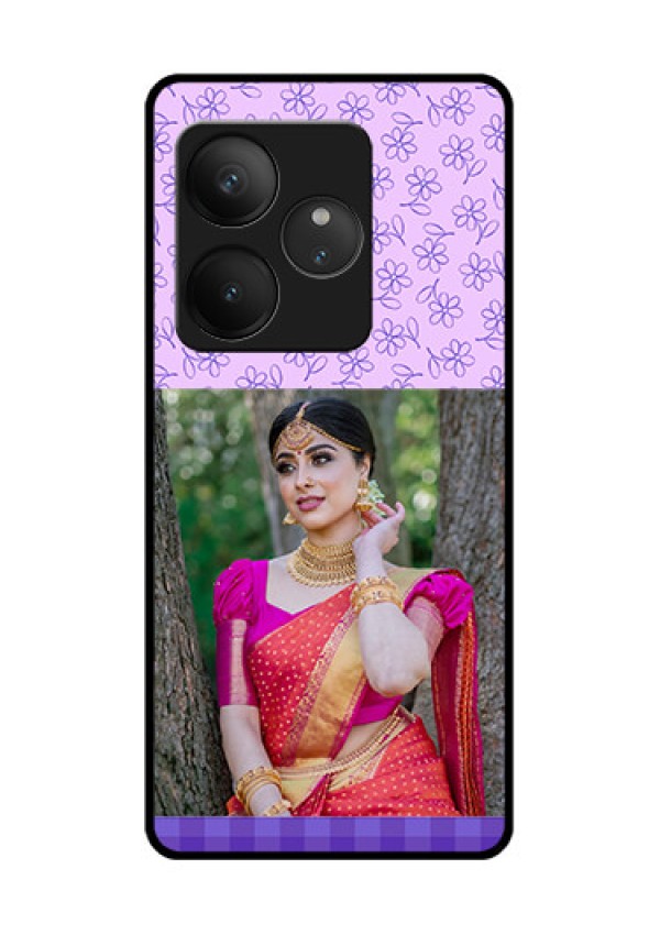 Realme GT 6 Custom Glass Phone CasePurple Floral Design