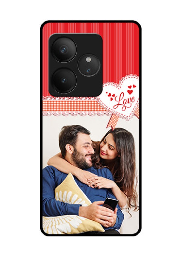 Realme GT 6 Custom Glass Phone CaseRed Love Pattern Design
