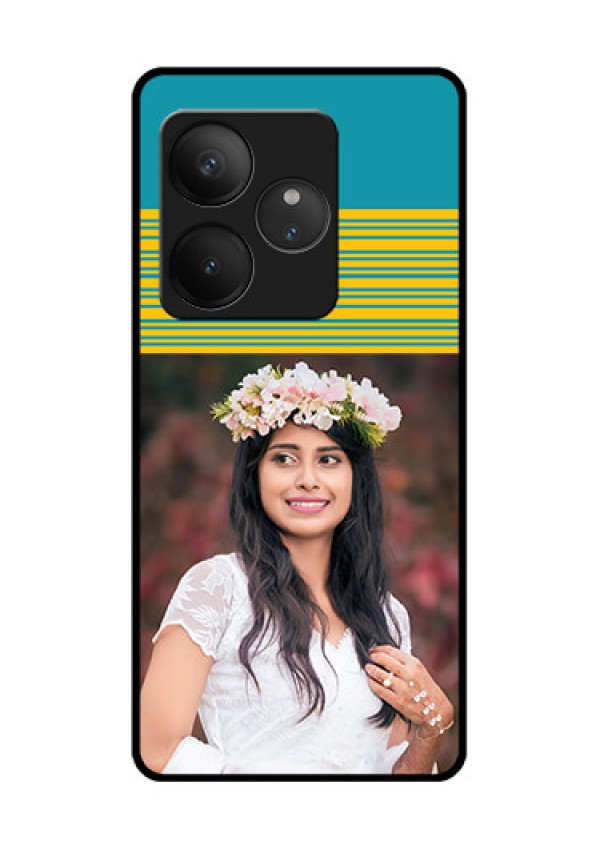 Realme GT 6 Custom Glass Phone CaseYellow and Blue Design