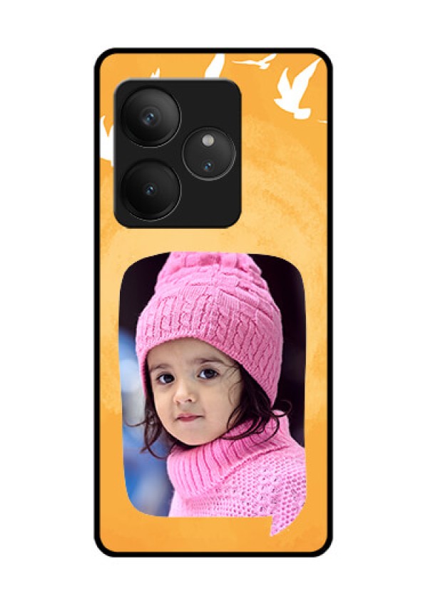 Realme GT 6 Custom Glass Phone CaseWater Color Design With Bird Icons
