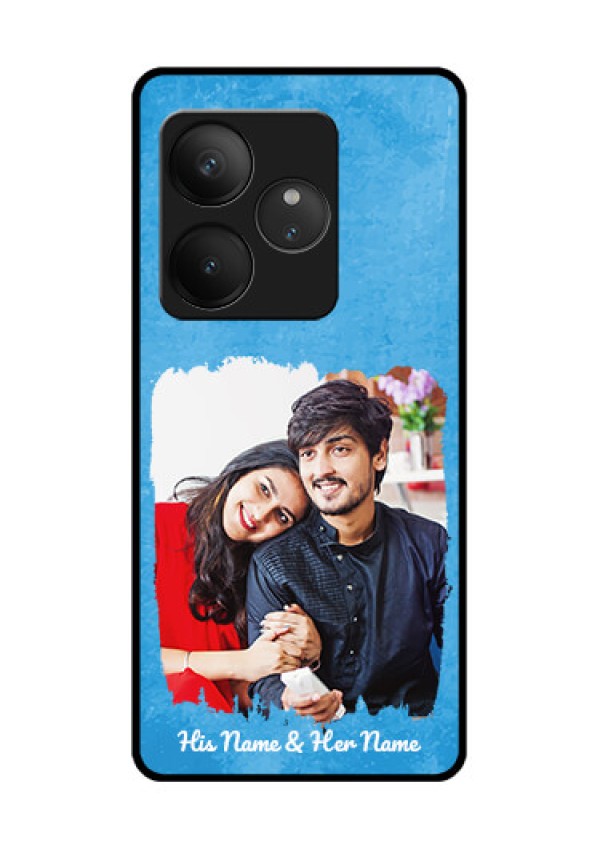 Realme Gt 6 Custom Glass Phone Case - Blue Color Vintage Design