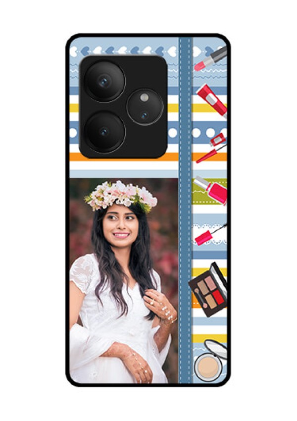 Realme GT 6 Custom Glass Phone CaseMakeup Icons Design