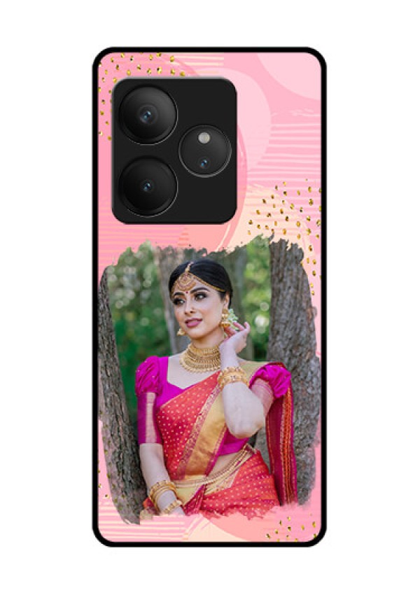 Realme GT 6 Custom Glass Phone CaseGold Glitter Splash Design