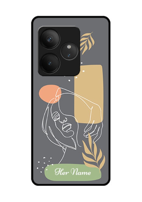 Realme GT 6 Custom Glass Phone CaseGazing Woman Line Art Design