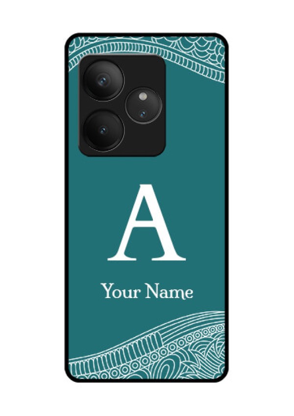 Realme GT 6 Custom Glass Phone CaseLine Art Pattern With Custom Name Design