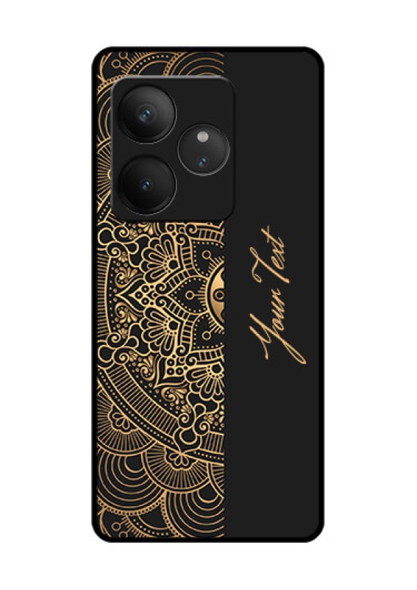 Realme GT 6 Custom Glass Phone CaseMandala Art With Custom Text Design