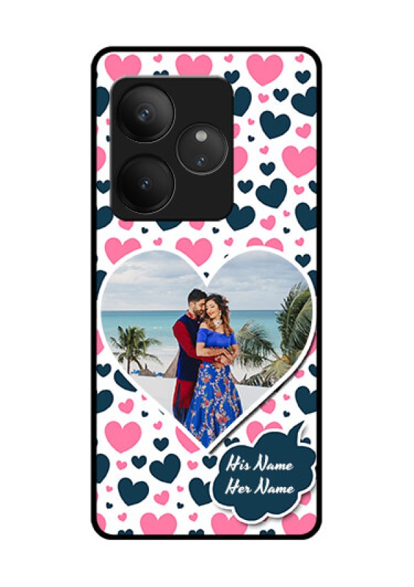 Realme GT 6T 5G Custom Glass Phone CasePink and Blue Heart Design