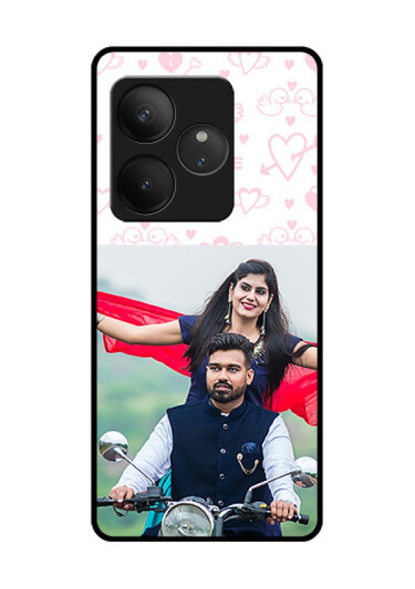 Realme GT 6T 5G Custom Glass Phone CasePink Flying Heart Design
