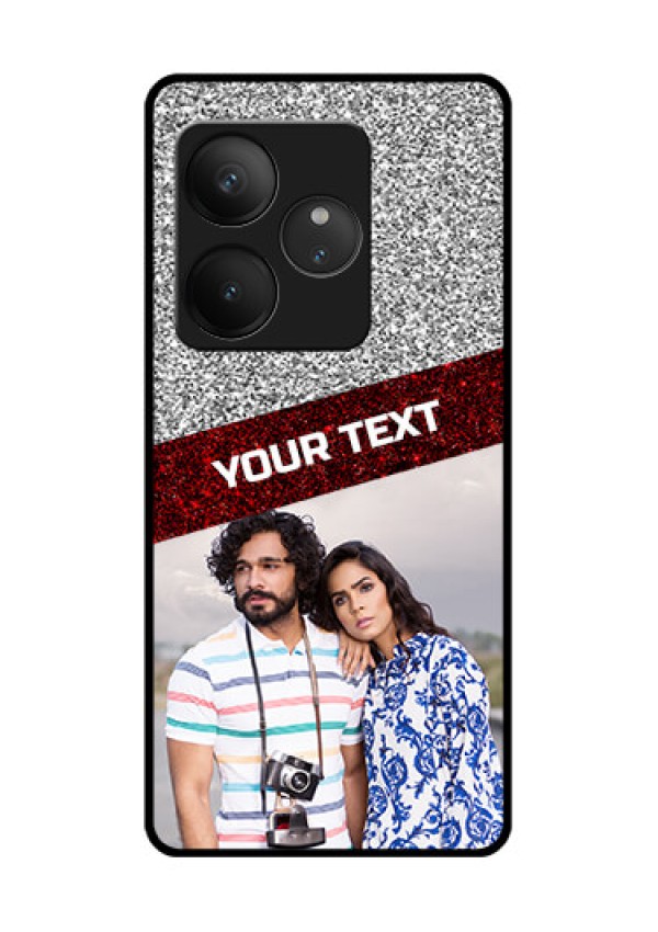 Realme GT 6T 5G Custom Glass Phone CaseImage Holder With Glitter Strip Design