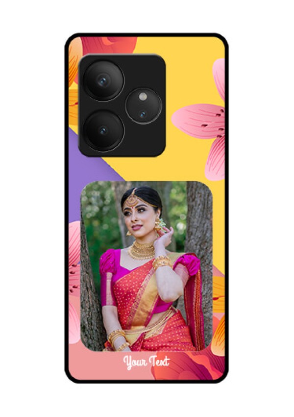 Realme GT 6T 5G Custom Glass Phone Case3 Image With Vintage Floral Design