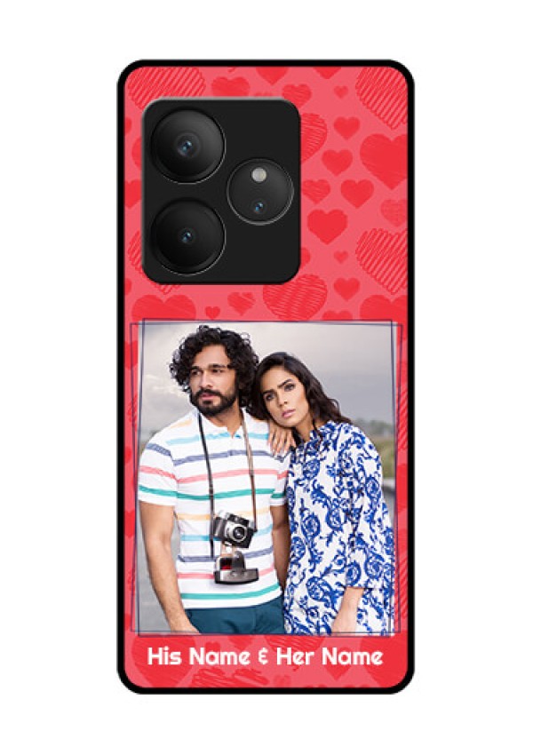 Realme GT 6T 5G Custom Glass Phone CaseWith Red Heart Symbols Design