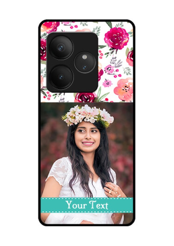 Realme GT 6T 5G Custom Glass Phone CaseWater Colors Floral Design