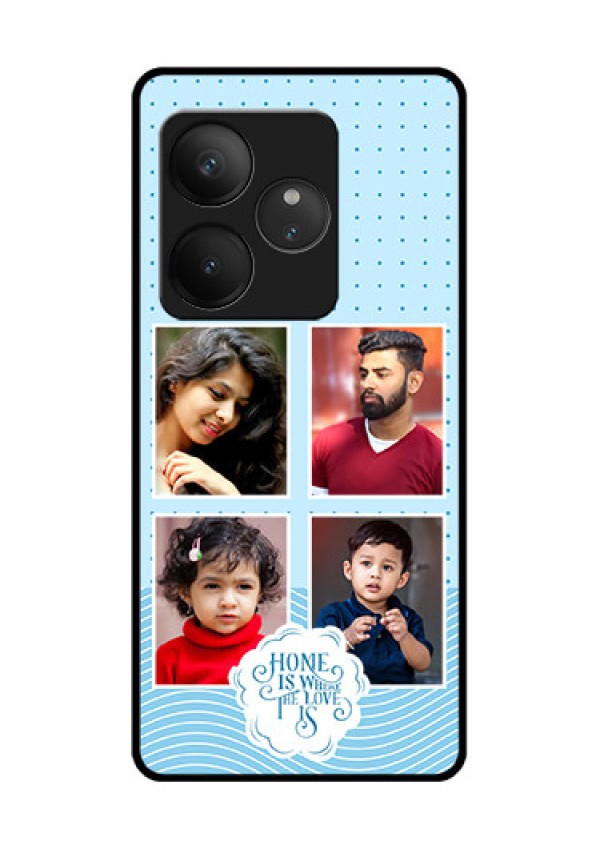 Realme GT 6T 5G Custom Glass Phone CaseCute Love Quote With 4 Pic Upload Design