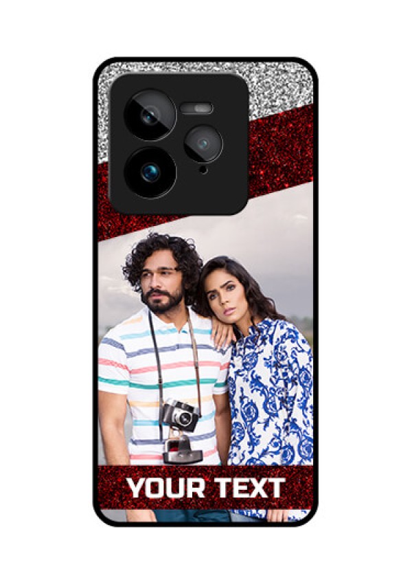 Realme GT 7 Pro Custom Glass Phone Case - Image Holder With Glitter Strip Design