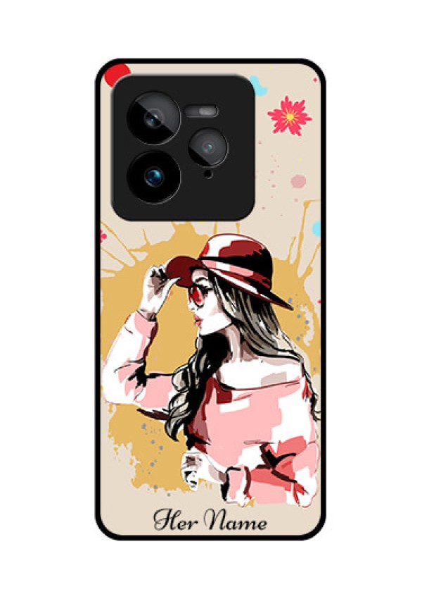 Realme GT 7 Pro Custom Glass Phone Case - Women With Pink Hat Design