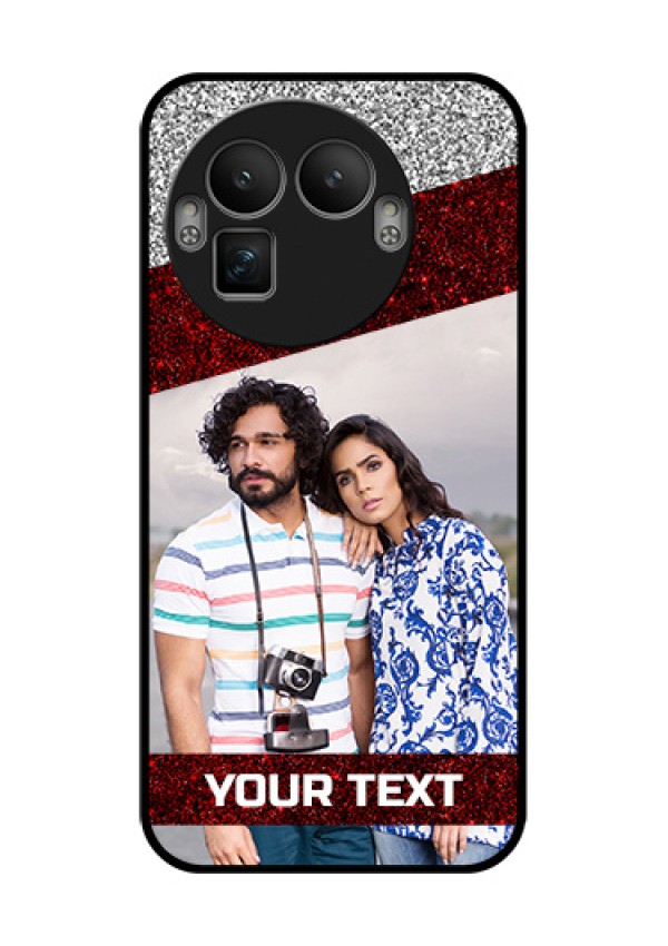 Realme GT 8 Pro Custom Glass Phone Case - Image Holder With Glitter Strip Design
