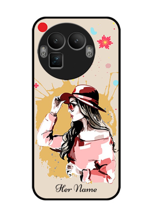 Realme GT 8 Pro Custom Glass Phone Case - Women With Pink Hat Design