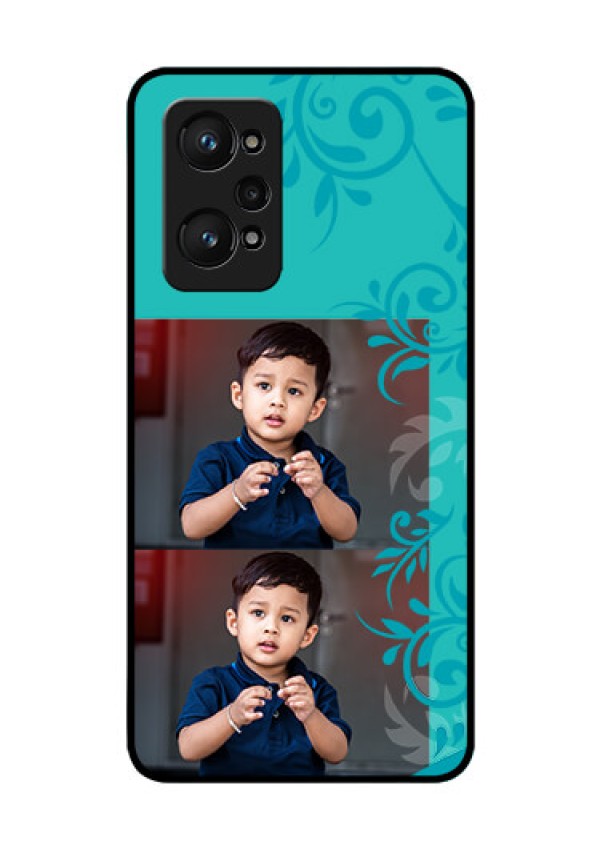 realme GT Neo 2 5G Personalized Glass Phone Case - with Photo and Green Floral Design