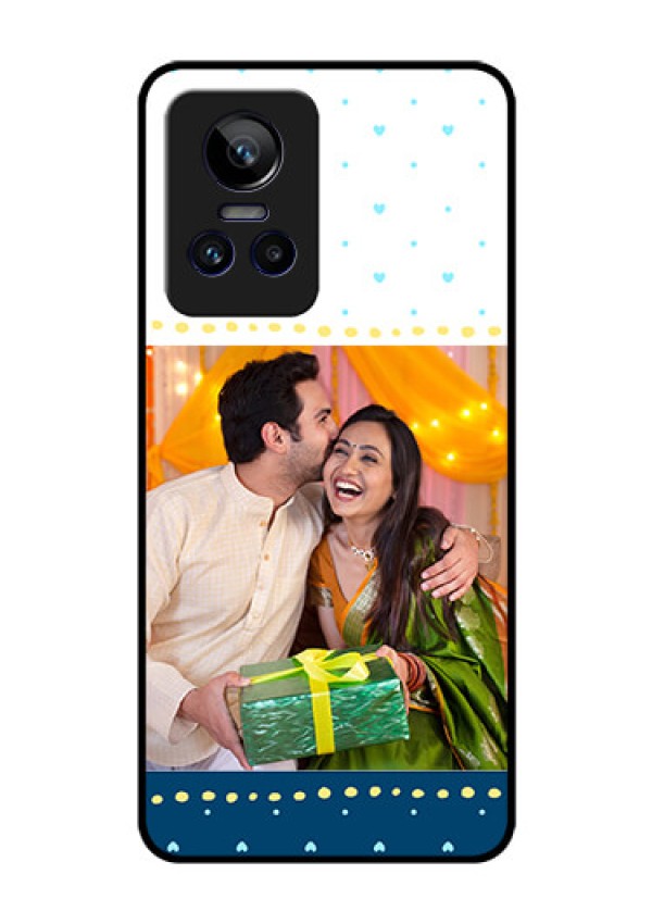 Realme GT Neo 3 150W Personalized Glass Phone Case - White and Blue Abstract Design