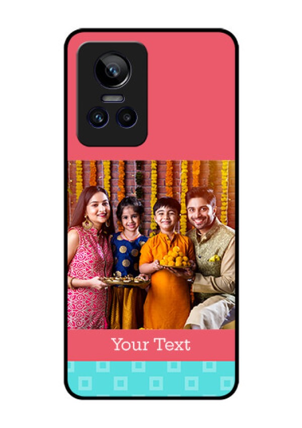 Realme GT Neo 3 150W Personalized Glass Phone Case - Peach & Blue Color Design