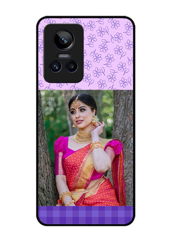 Realme GT Neo 3 150W Custom Glass Phone Case - Purple Floral Design