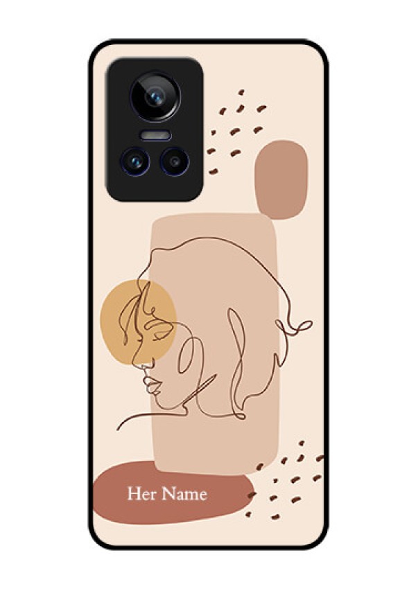 Realme Gt Neo 3 150W Photo Printing on Glass Case - Calm Woman line art Design