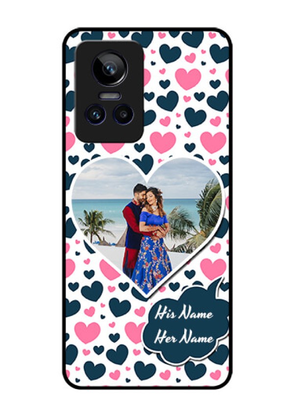 Realme GT Neo 3 5G Custom Glass Phone Case - Pink & Blue Heart Design