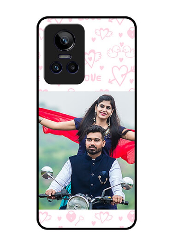 Realme GT Neo 3 5G Custom Glass Mobile Case - Pink Flying Heart Design
