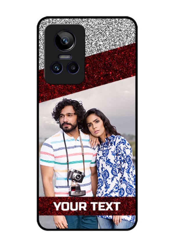 Realme GT Neo 3 5G Personalized Glass Phone Case - Image Holder with Glitter Strip Design