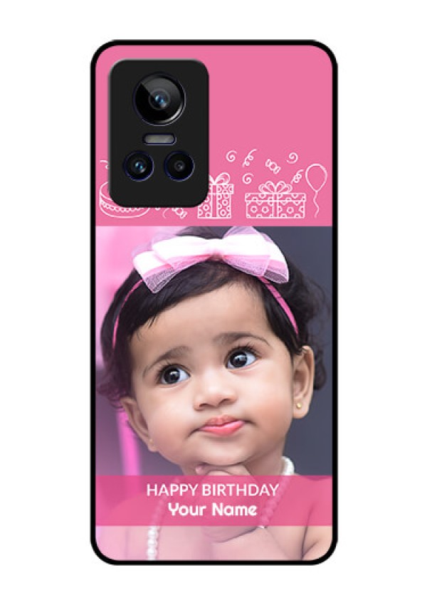 Realme GT Neo 3 5G Photo Printing on Glass Case - with Birthday Line Art Design