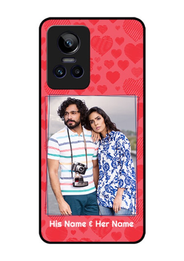 Realme GT Neo 3 5G Photo Printing on Glass Case - with Red Heart Symbols Design