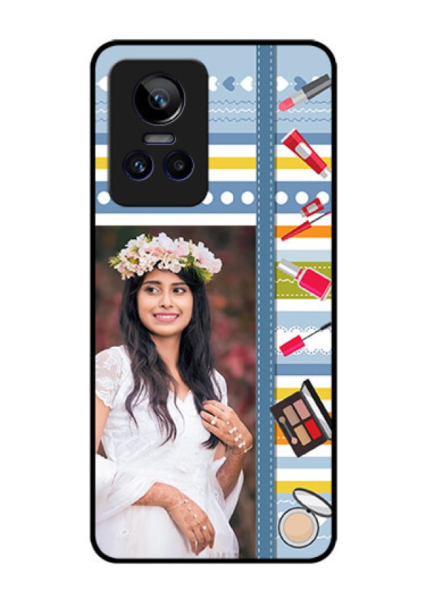 Realme GT Neo 3 5G Personalized Glass Phone Case - Makeup Icons Design