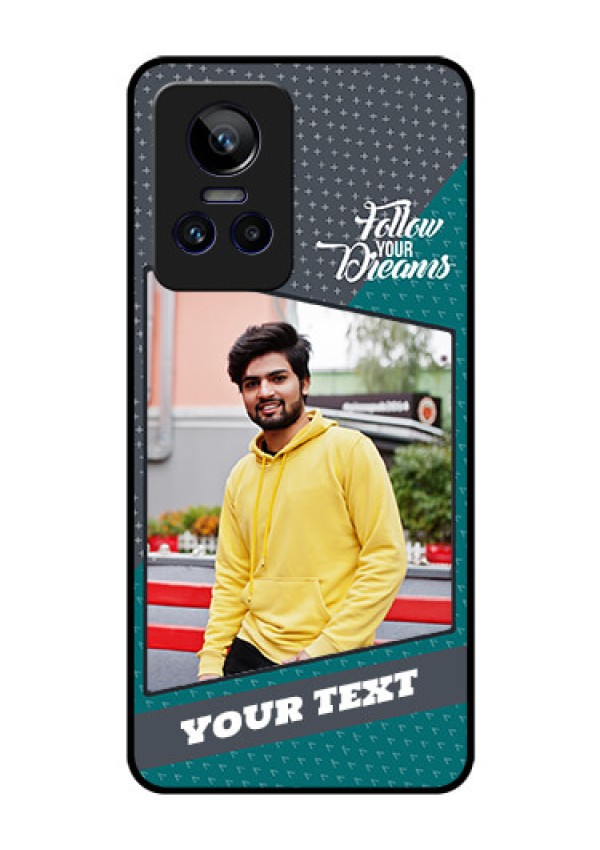 Realme GT Neo 3 5G Personalized Glass Phone Case - Background Pattern Design with Quote