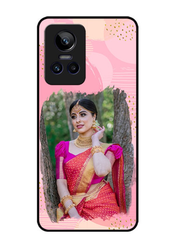 Realme GT Neo 3 5G Personalized Glass Phone Case - Gold Glitter Splash Design