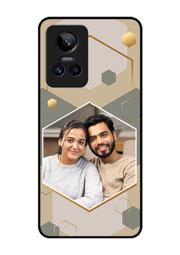 Realme Gt Neo 3 Photo Printing on Glass Case - Stylish Hexagon Pattern Design