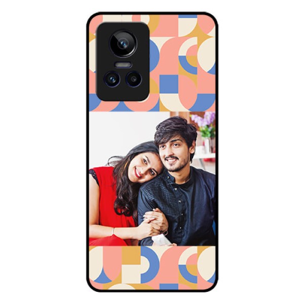 Realme Gt Neo 3 Photo Printing on Glass Case - Semi-circle Maze Pattern Design