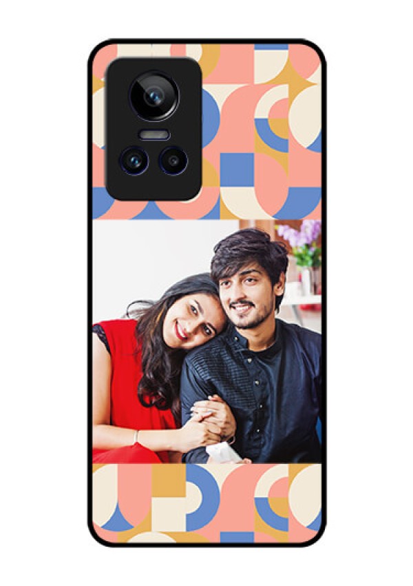 Realme Gt Neo 3 Photo Printing on Glass Case - Semi-circle Maze Pattern Design