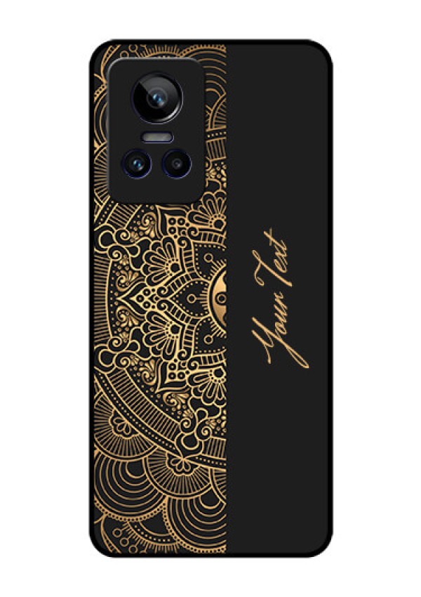 Realme Gt Neo 3 Photo Printing on Glass Case - Mandala art with custom text Design