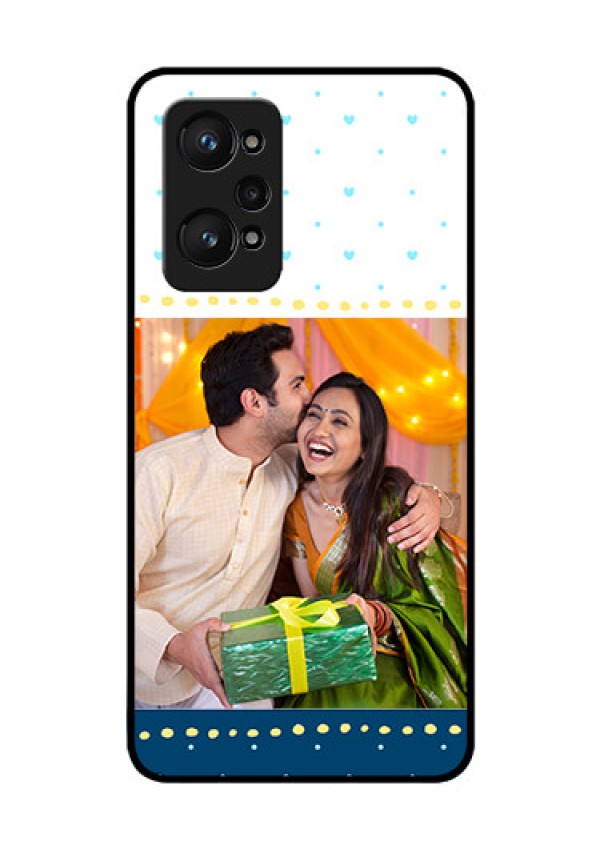 Realme GT Neo 3T Personalized Glass Phone Case - White and Blue Abstract Design